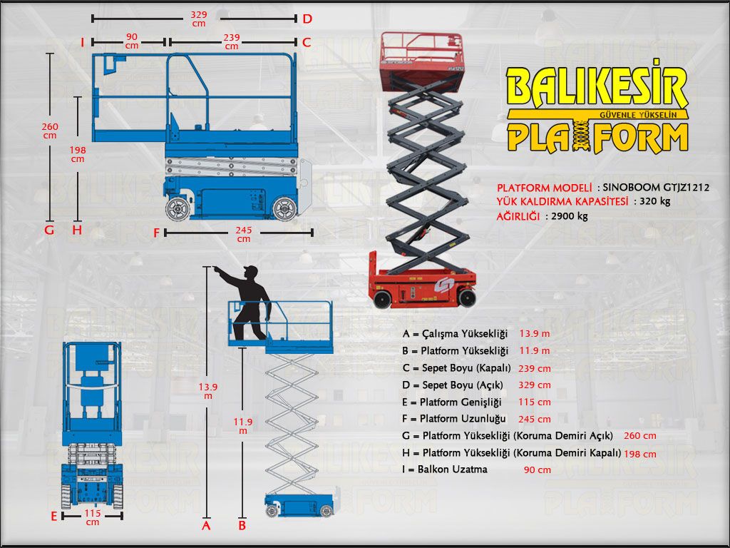 AK�L� MAKASLI PLATFORMLAR - 14 Metre Ak�l� Makasl� Platform