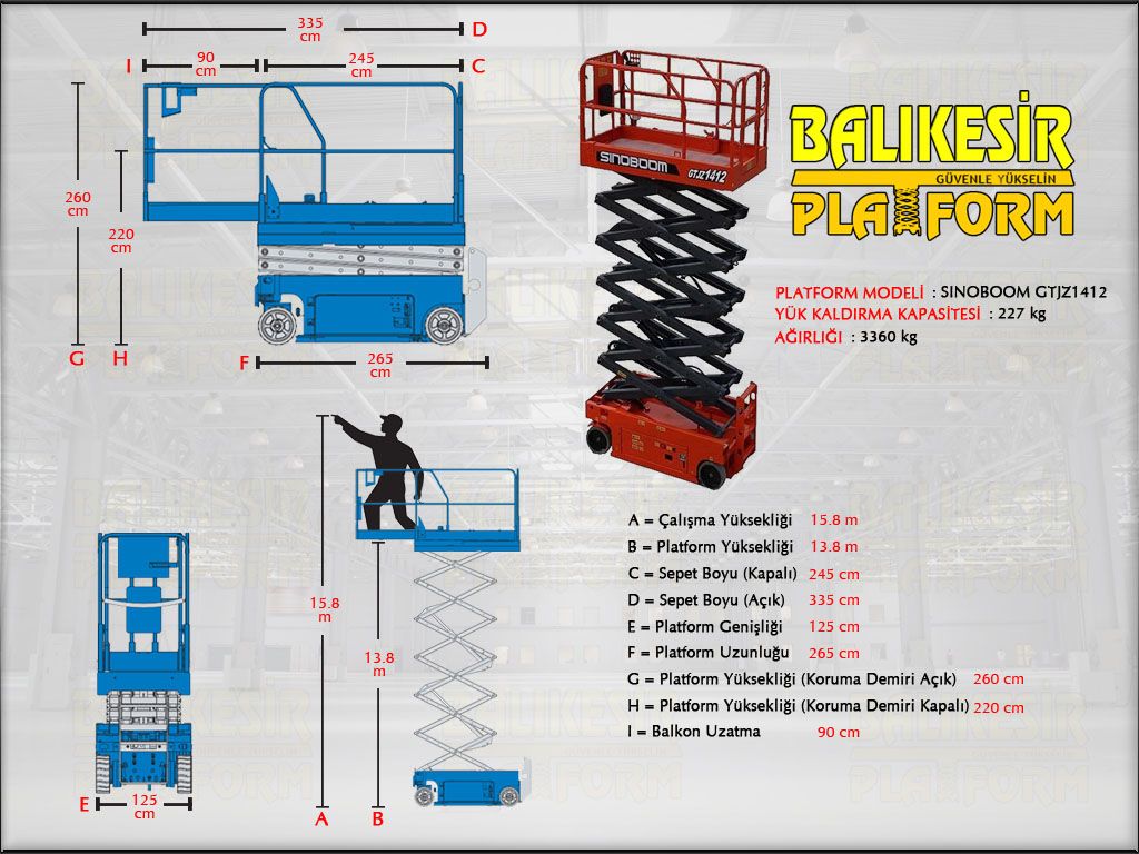 AK�L� MAKASLI PLATFORMLAR - 16 Metre Ak�l� Makasl� Platform