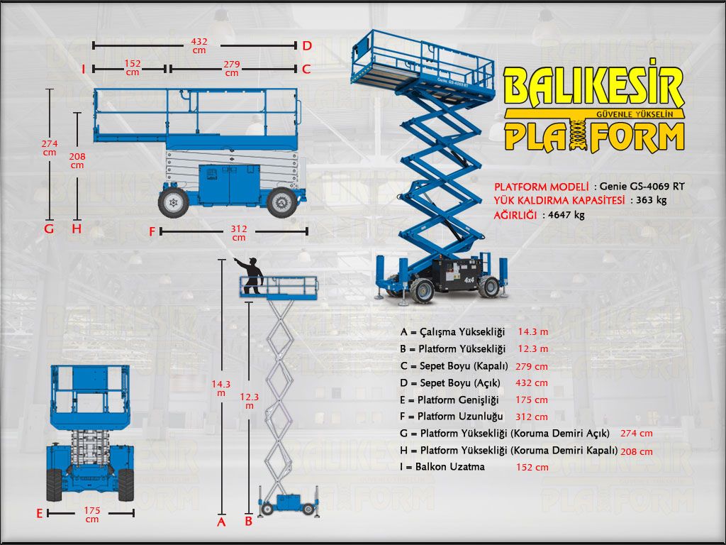 D�ZEL MAKASLI PLATFORMLAR - 14 Metre Dizel Makasl� Platform
