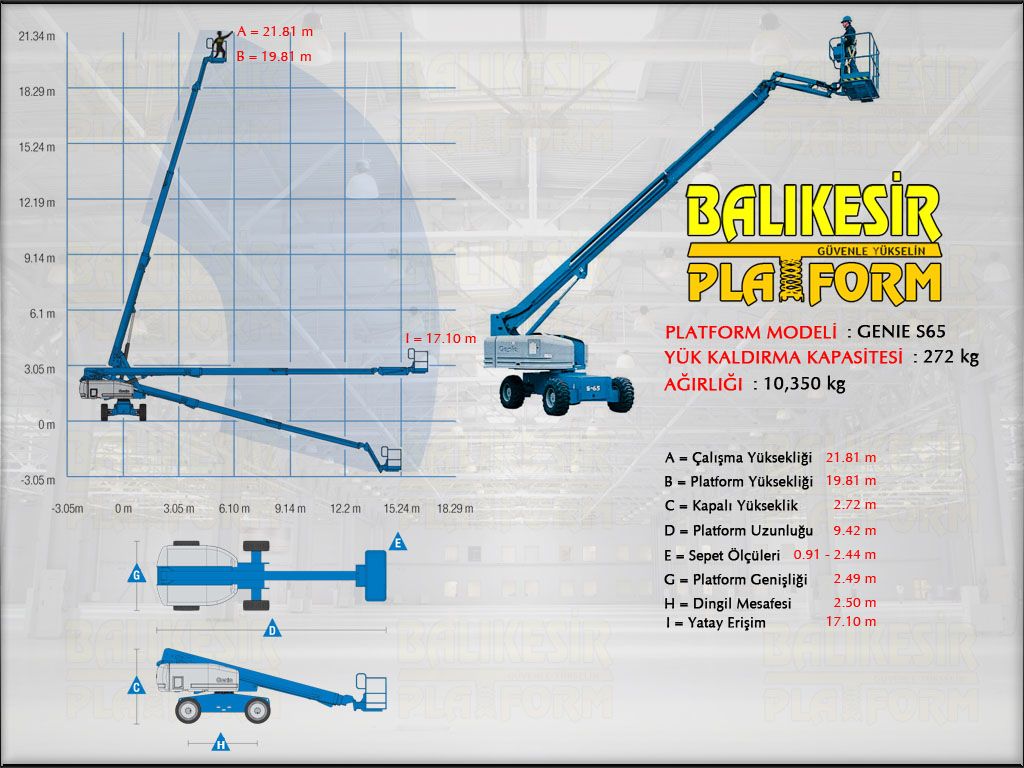 TELESKOP�K PLATFORM - 21 Metre S65 Teleskopik Platform