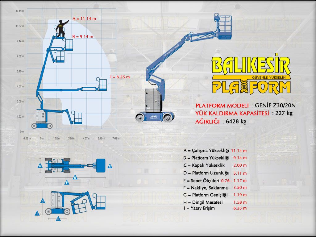 AK�L�  EKLEML� PLATFORMLAR - 12 Metre Ak�l� Eklemli Platform