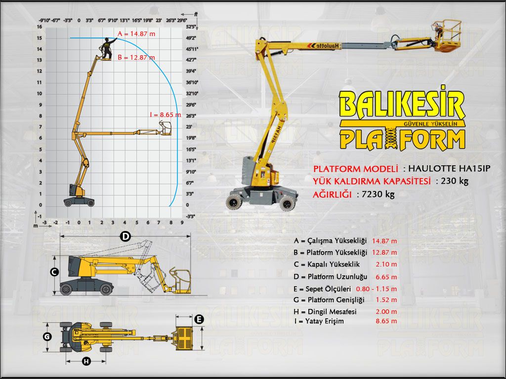 AK�L�  EKLEML� PLATFORMLAR - 15 Metre Ak�l� Eklemli Platform